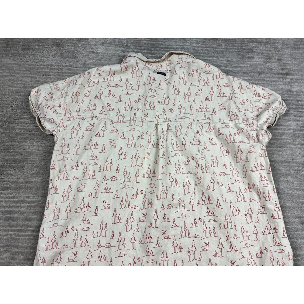 Columbia Shirt Womens XL Cream Red Pine Tree Nature Hemp Cotton Button Up Top - Picture 10 of 12